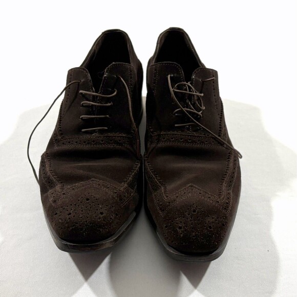 PRADA Authentic Brown Suede Derby Moro Dress Lace Shoes Wingtip Designer Sz 8 main image 9
